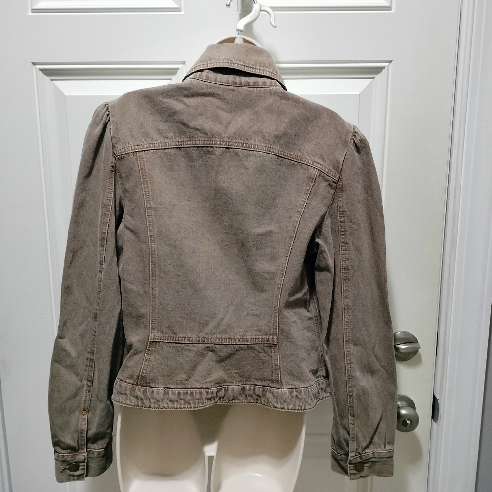 Jeanology Brown Cropped Utility Jacket with Classic Design- Sz 14 - Picture 3 of 4
